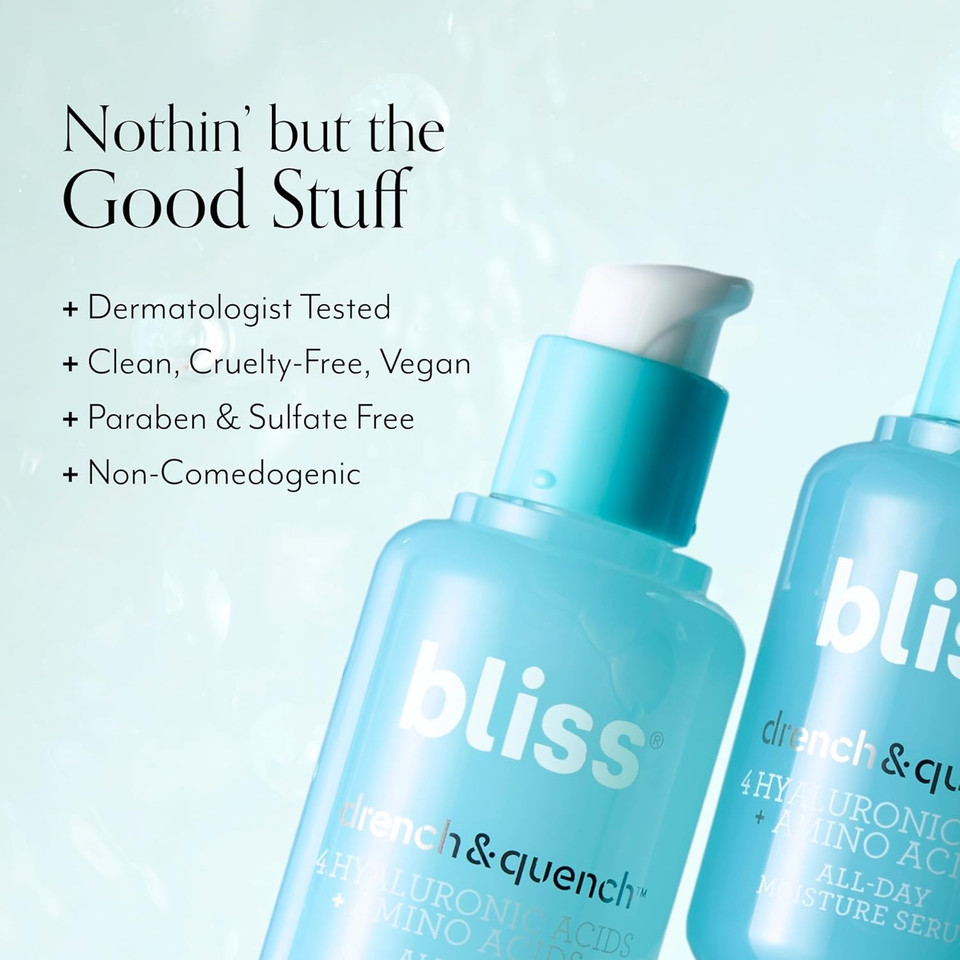 Bliss Hydration Duo: Drench & Quench Hyaluronic Acid Facial Serum + Fab Foaming 2-In-1 Cleanser - Clean, Vegan, & Cruelty-Free Skincare