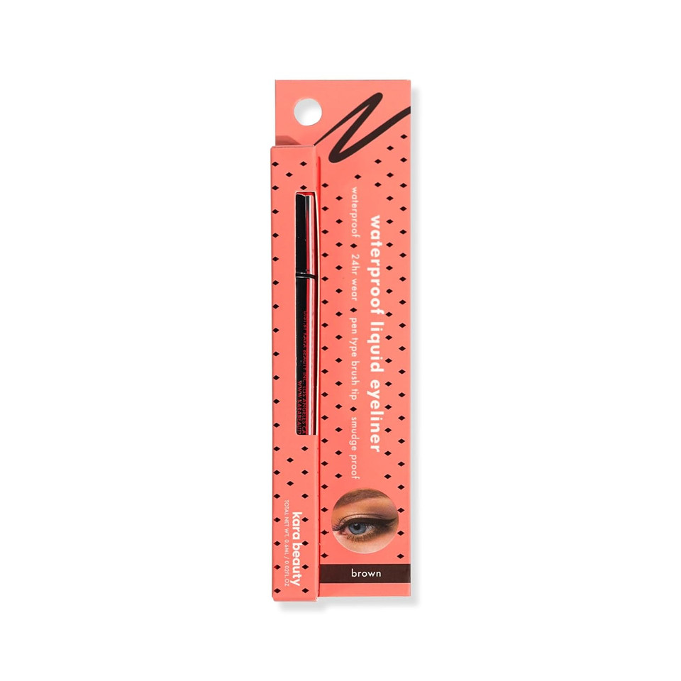 Kara Beauty Waterproof Liquid Eyeliner Brown - 24 Hour Wear Waterproof Liquid Eyeliner Pen With Brush Tip Applicator, Smudge Proof In Brown