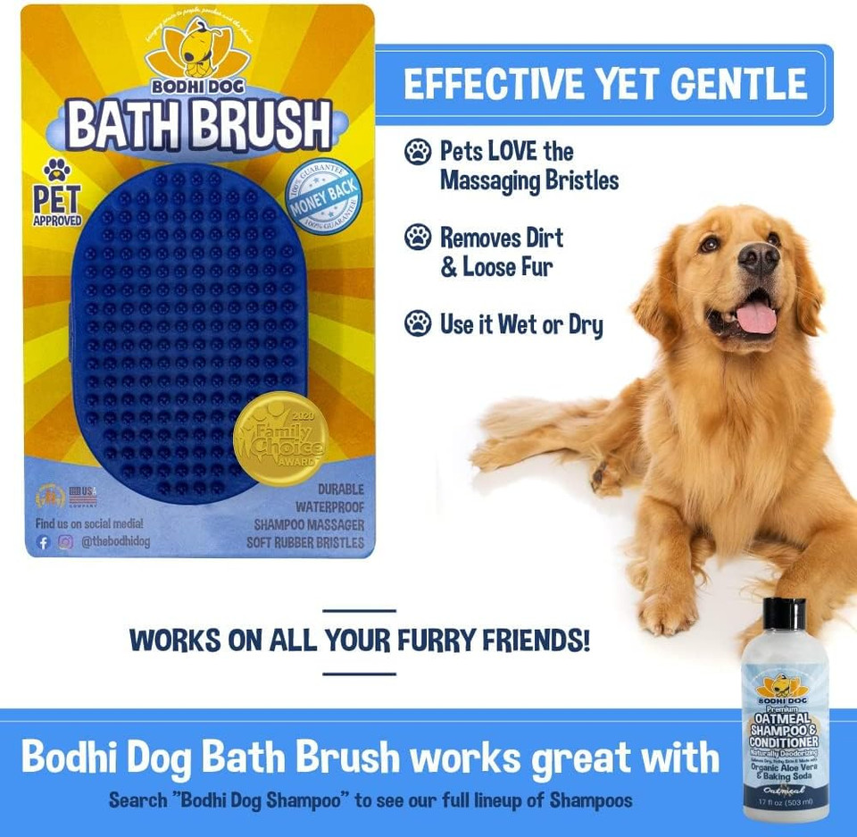 Bodhi Dog Grooming Shampoo Brush + Soothing Gentle Puppy Shampoo 17Oz Bundle