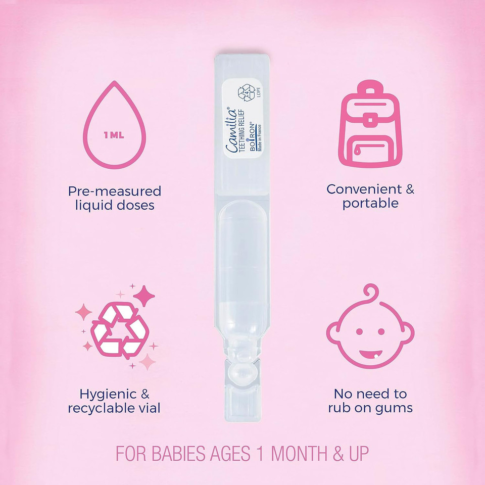 Boiron Camilia Teething Drops For Daytime And Nighttime Relief Of Painful Or Swollen Gums And Irritability In Babies - 60 Count