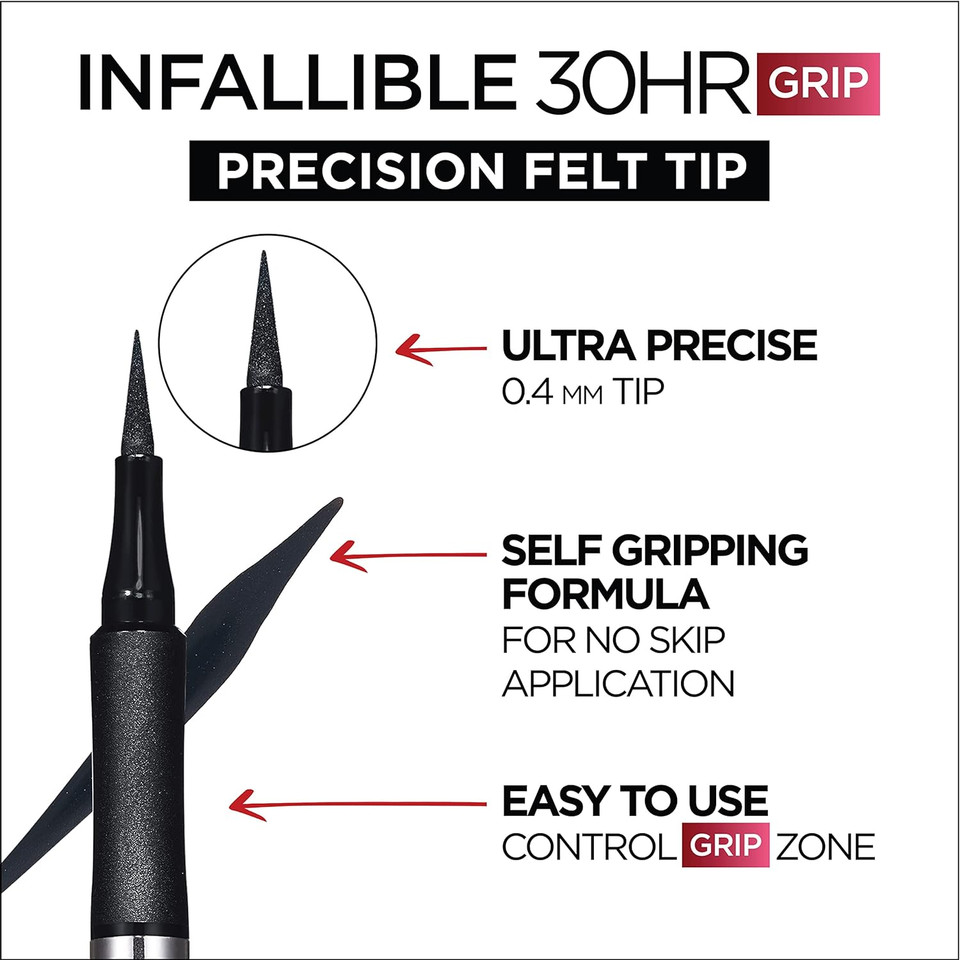Lã¢ÂOrã£Â©Al Paris Lã¢ÂOreal Paris Makeup Infallible Grip Precision Felt Eyeliner, Smudge Resistant, Long Lasting Waterproof Eyeliner, Brown, Brown, 0.03 Fl Ozbrown, Brown