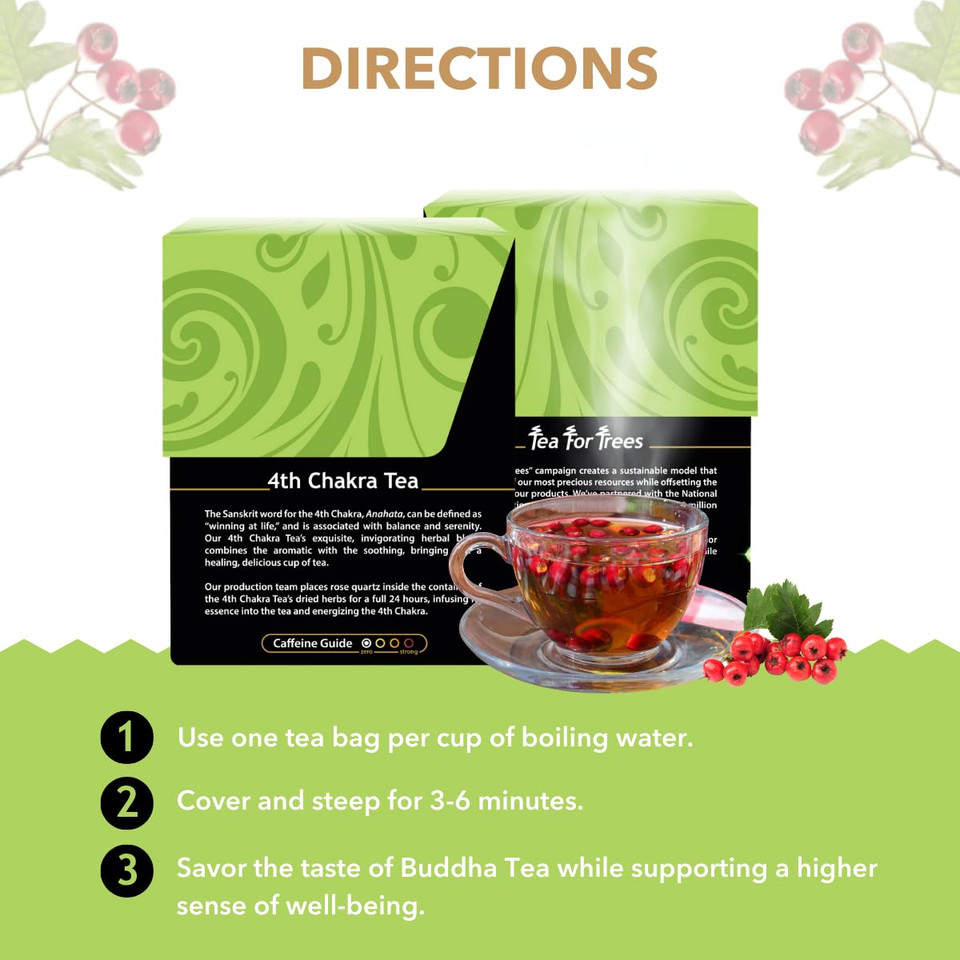Buddha Teas - 4Th Chakra Tea - Organic Herbal Tea - For Balance, Love & Forgiveness - With Hawthorn Berry, Lavender, Hyssop & Rose Quartz Essence - Ou Kosher - 18 Tea Bags (Pack Of 1)