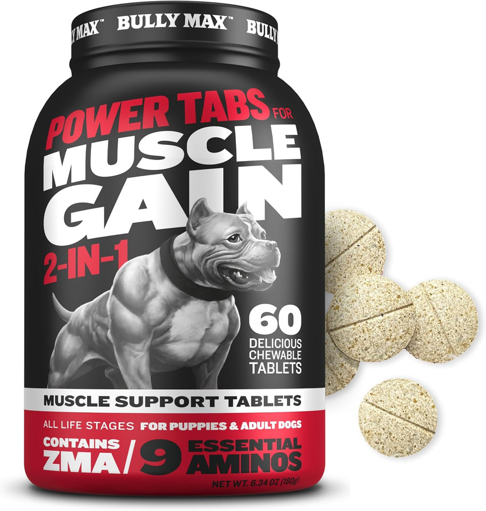 Bully Max High Performance Dry Dog Food Bundle - Premium 40 Lb Bag With 2-In-1 Muscle Builder 60 Chewable Tablets & Weight Gainer Liquid 16 Oz Bag - Ultimate Nutrition For All Breeds And Ages