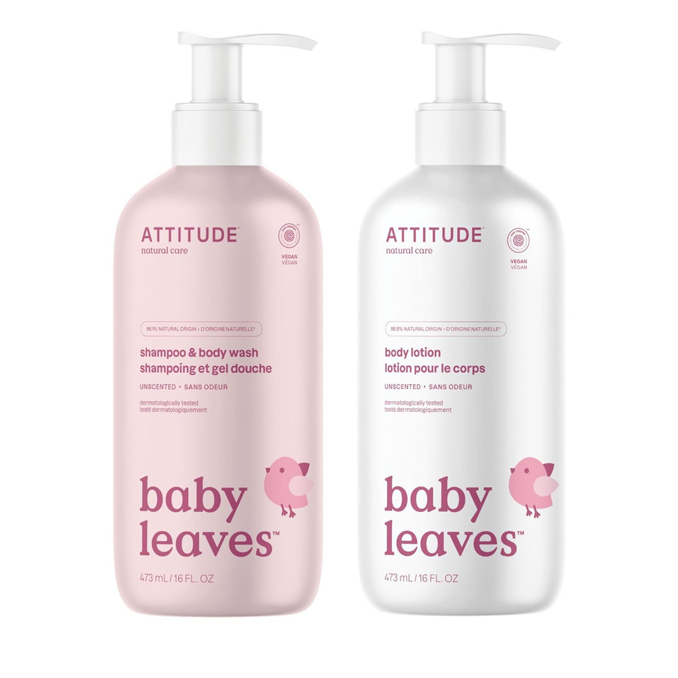 Bundle Of Attitude Body Lotion For Baby, Ewg Verified, Dermatologically Tested, Plant And Mineral-Based, Vegan, Unscented, 16 Fl Oz + 2-In-1 Shampoo And Body Wash For Baby, Unscented, 16 Fl Oz Bundle Of Attitude Body Lotion For Baby, Ewg Verified, Dermatologically Tested, Plant And Mineral-Based, Vegan, Unscented, 16 Fl Oz + 2-In-1 Shampoo And Body Wash For Baby, Unscented, 16 Fl Oz