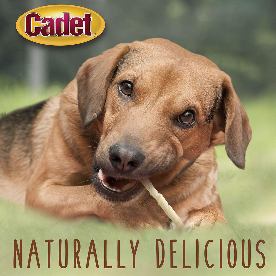 Cadet Premium Grade Beef Hide For Dogs, Long Lasting Rawhide Twist Chew Sticks, Natural Dog Chews, 5 Inch Dog Bones (34 Count)
