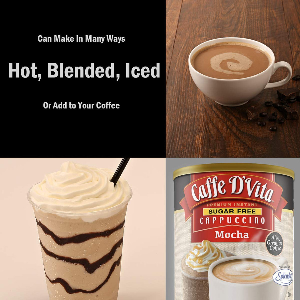 Caffe Dã¢ÂVita Sugar Free Mocha Cappuccino Mix - Sugar Free Mocha Mix, Gluten Free, No Cholesterol, No Hydrogenated Oils, No Trans Fat, 99% Caffeine Free, Sugar Free Mocha Powder - 8.5 Oz Can, 2-Pack