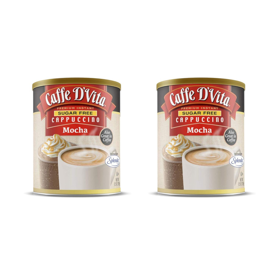Caffe Dã¢ÂVita Sugar Free Mocha Cappuccino Mix - Sugar Free Mocha Mix, Gluten Free, No Cholesterol, No Hydrogenated Oils, No Trans Fat, 99% Caffeine Free, Sugar Free Mocha Powder - 8.5 Oz Can, 2-Pack