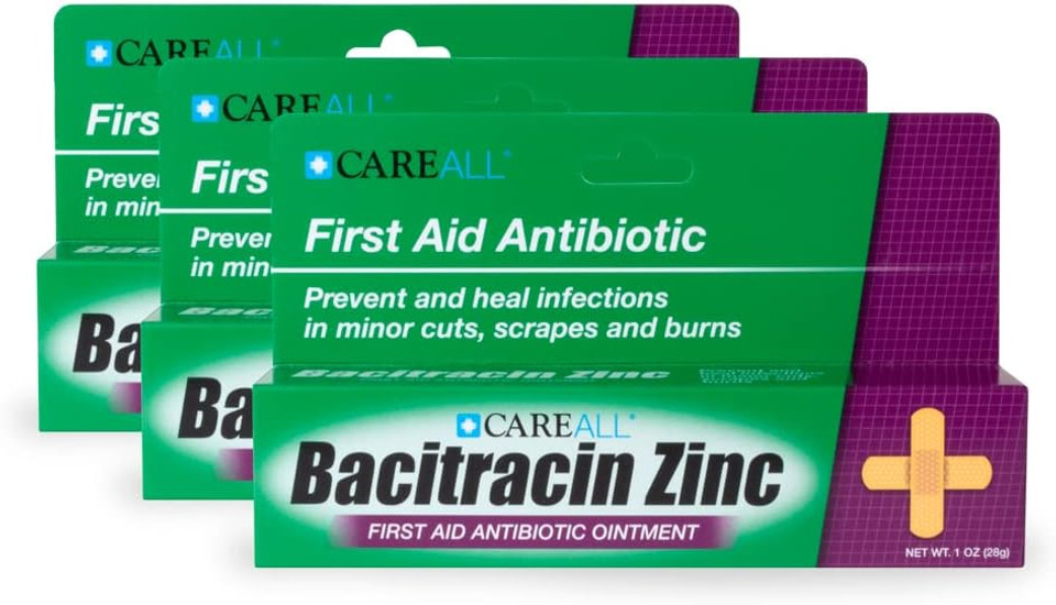 Careall Bacitracin Antibiotic Zinc Ointment 1Oz (3 Pack). First Aid Ointment To Prevent And Heal Infections For Minor Cuts, Scrapes And Burns
