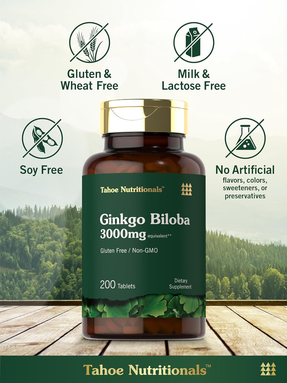 Carlyle Ginkgo Biloba | 3000Mg Per Serving | 200 Tablets Extra Strength | Vegetarian | Non-Gmo & Gluten Free Supplement | Tahoe Nutritionals