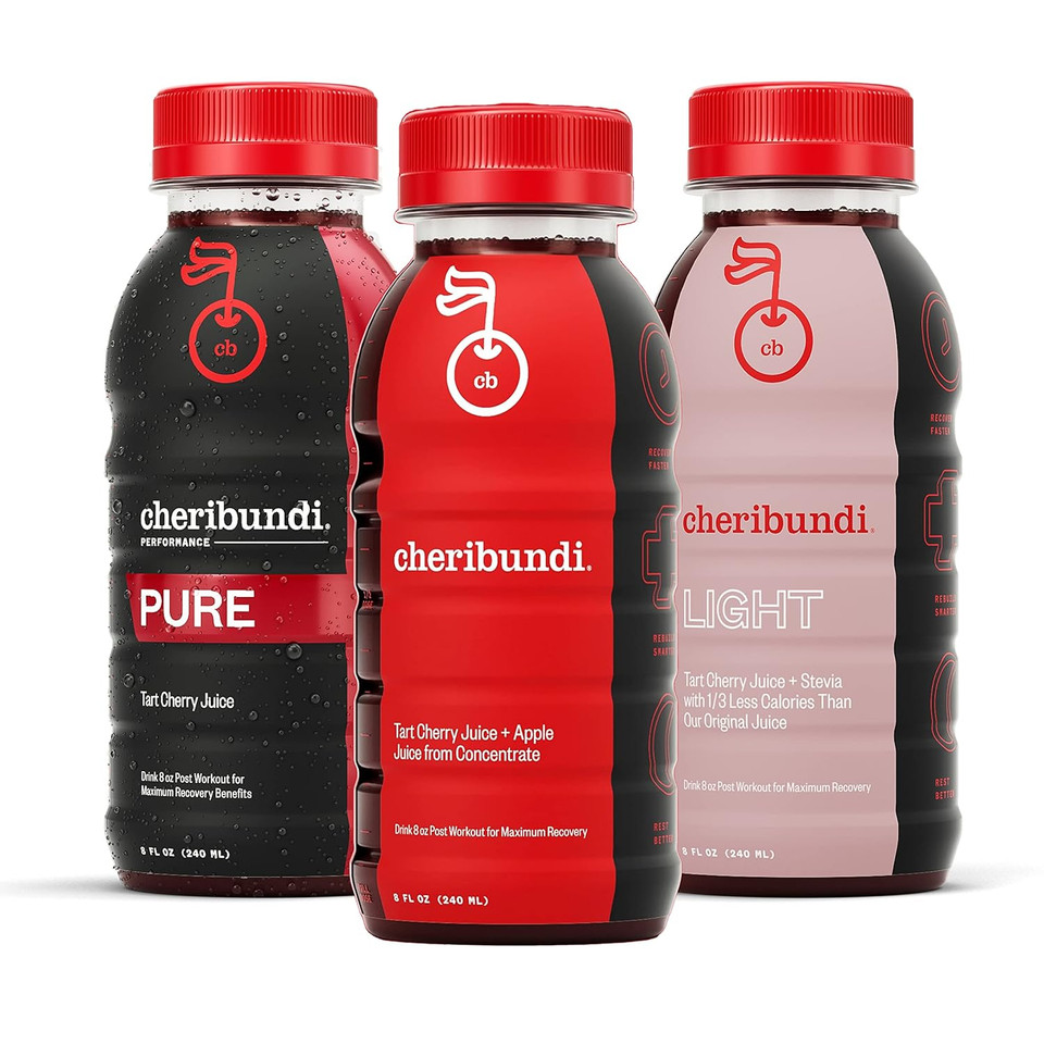 Cheribundi Tart Cherry Juice Starter Pack - Pure, Original & Light - Pro Athlete Workout Recovery - Fight Inflammation And Support Muscle Recovery - Post Workout Recovery Drinks For Runners, Cyclists And Athletes -8 Fl Oz (Pack Of 12)