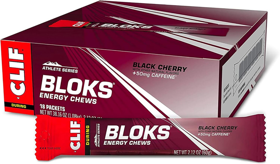 Clif Bloks Strawberry & Black Cherry Flavor Energy Chews - 2 Packs Of 2.12Oz (18 Count) - Non-Gmo Plant Based Fast Fuel For Cycling And Running
