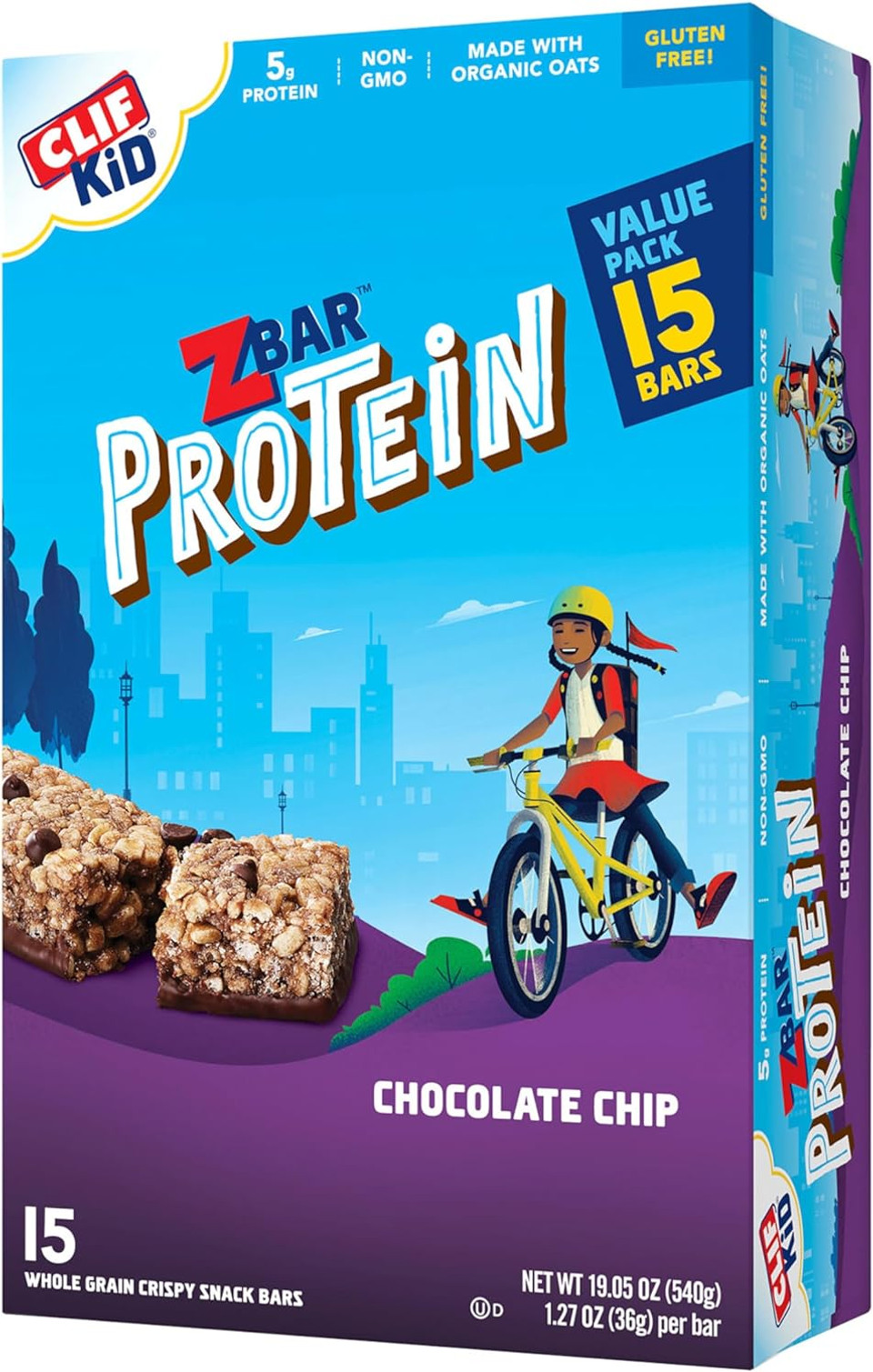 Clif Kid Zbar Protein Bars - Chocolate Chip, Chocolate Mint, Cookies 'N Creme 30 Count & Chocolate Chip 15 Pack - 5G Protein Per Bar