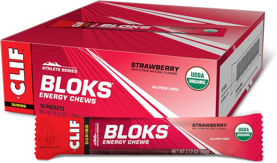 Cliff Bloks Energy Chews Bundle - Salted Watermelon 2X Sodium 2.12Oz (18 Count) And Strawberry 2.12Oz (18 Count)
