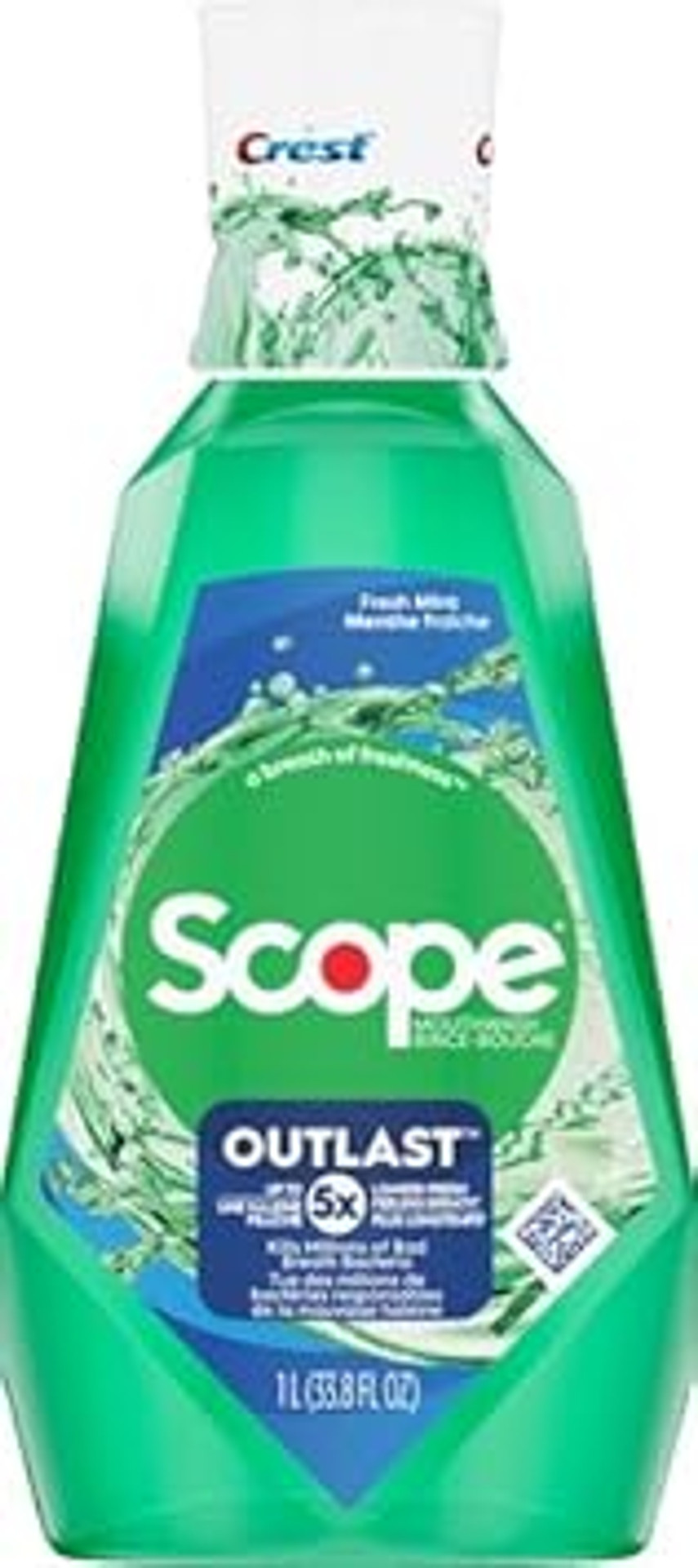 Crest Scope Outlast Mouthwash, Long Lasting Mint, 1 L