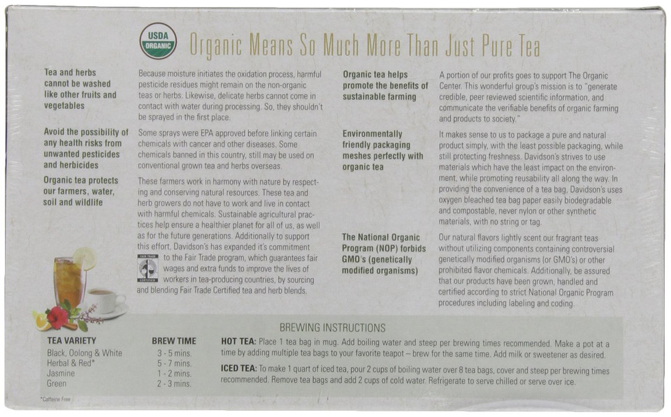 Davidson'S Organics, Decaffeinated Spiced Raspberry, 100-Count Unwrapped Tea Bags