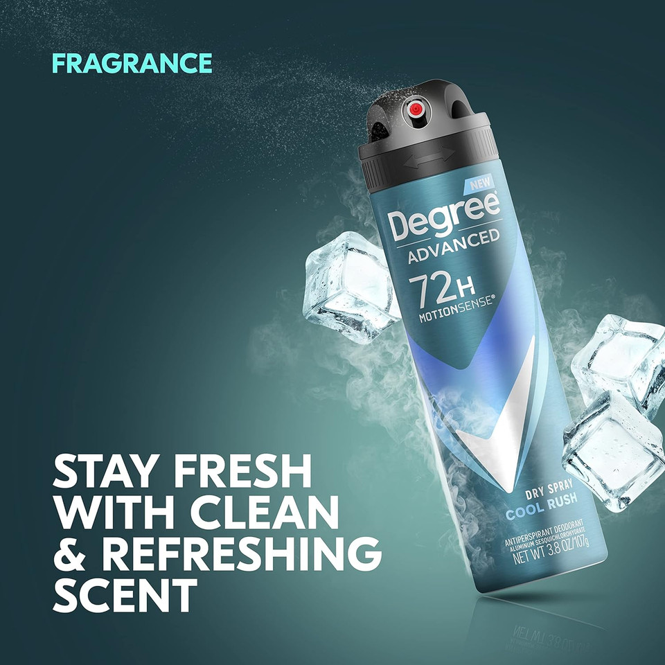 Degree Men Antiperspirant Deodorant Dry Spray Cool Rush Deodorant For Men With Motionsense Technology 3.8 Oz