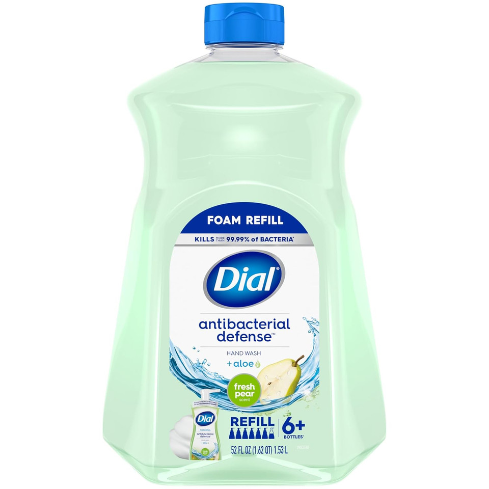 Dial Antibacterial Foaming Hand Soap Refill, Fresh Pear, 52 Fl Oz
