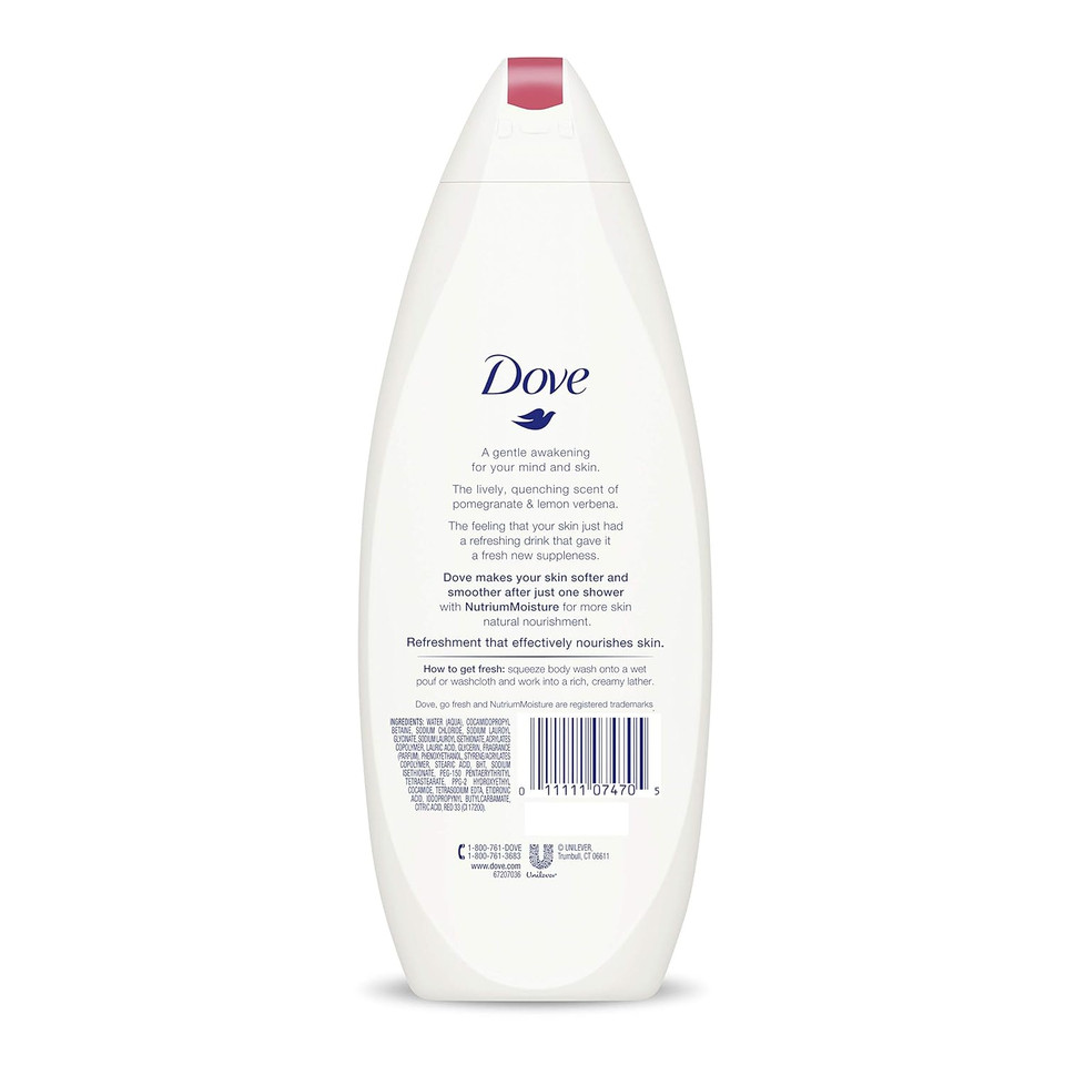 Dove Body Wash For Softer, Smoother Skin After Just One Use Rejuvenating Pomegranate And Hibiscus Tea Effectively Washes Away Bacteria While Nourishing Your Skin, 22 Fl Ounce (Pack Of 4)