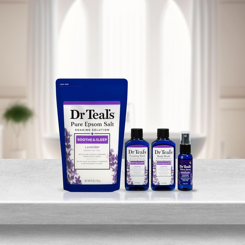 Dr Teal'S Soothe & Sleep Bath Gift Set, Lavender Essential Oil, 4 Piece