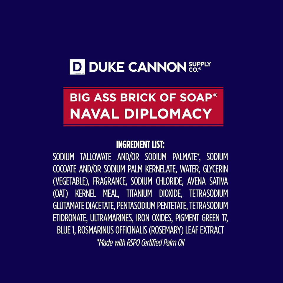 Duke Cannon Supply Co. Men'S Bar Soap - 10 Oz. Big American Brick Of Soap By Duke Cannon - Naval Diplomacy