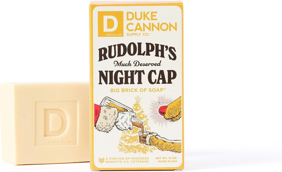 Duke Cannon Supply Co. Rudolph'S Much Deserved Night Cap Bar Soap 10 Oz, Cinnamon And Antique Wood Scent