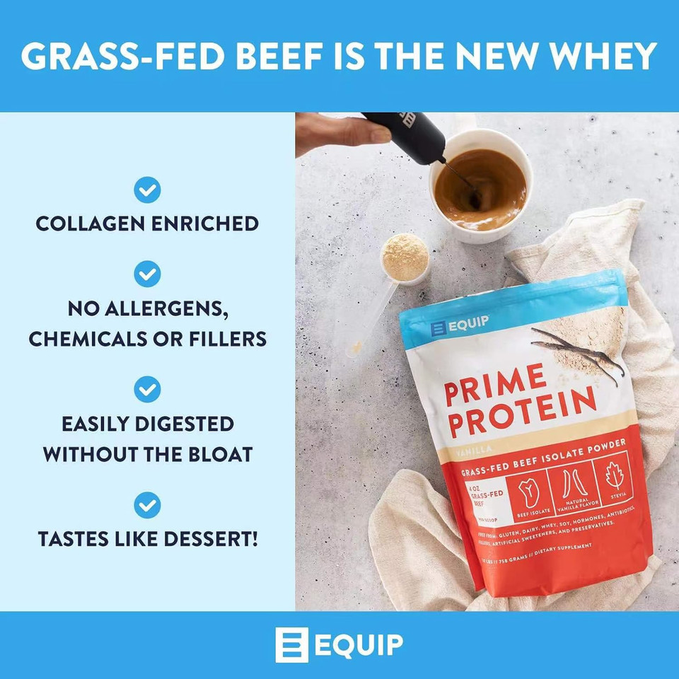 Equip Foods Prime Protein Powder Vanilla & Prime Protein Powder Salted Caramel