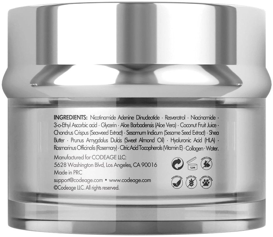 Eternal Platinum Nad Face Cream, Resveratrol, Collagen, Niacinamide Hyaluronic Acid, Vitamin C & E, Aloe Vera, Shea Butter, Skin Care Wrinkles Moisturizer Firming Tightening, Neck Facial Cream, 1.8 Oz