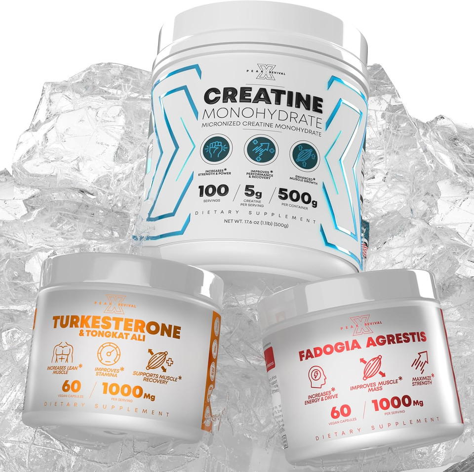 Fadogia Agrestis+ Performance Creatine Monohydrate Powder Supplement + Turkesterone & Tongkat Ali Gluten Free, Non-Gmo, Vegan (60 Capsules)