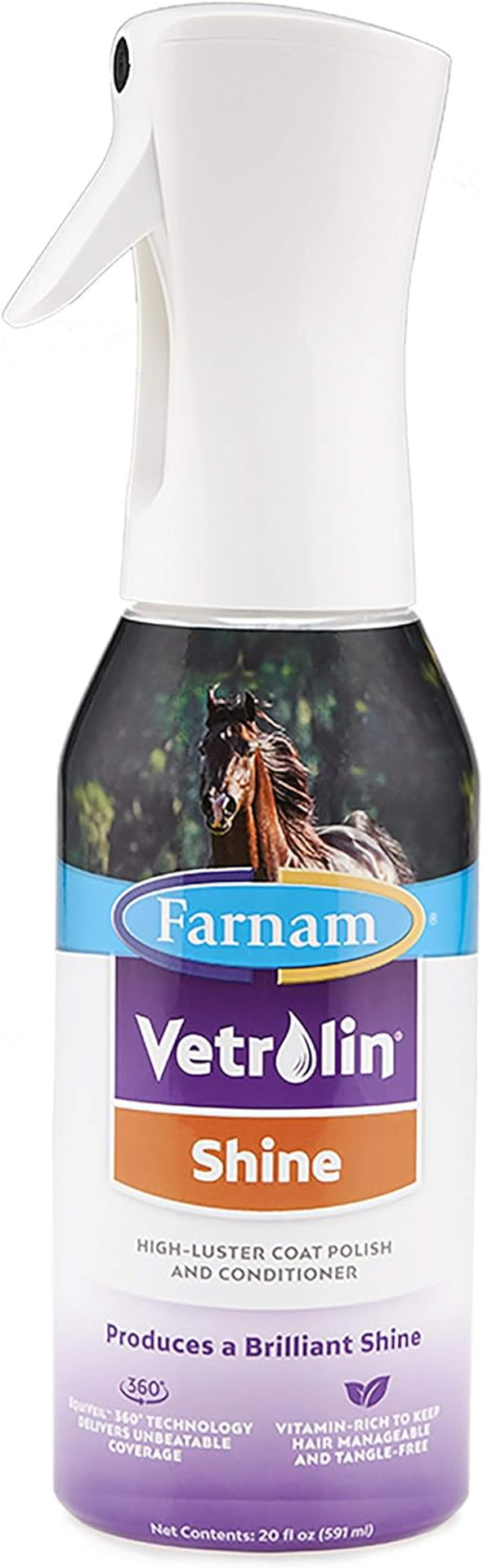 Farnam Vetrolin Shine Coat Conditioner And Shine, Non-Aerosol Continuous Spray For Horses And Dogs, 20 Ounces
