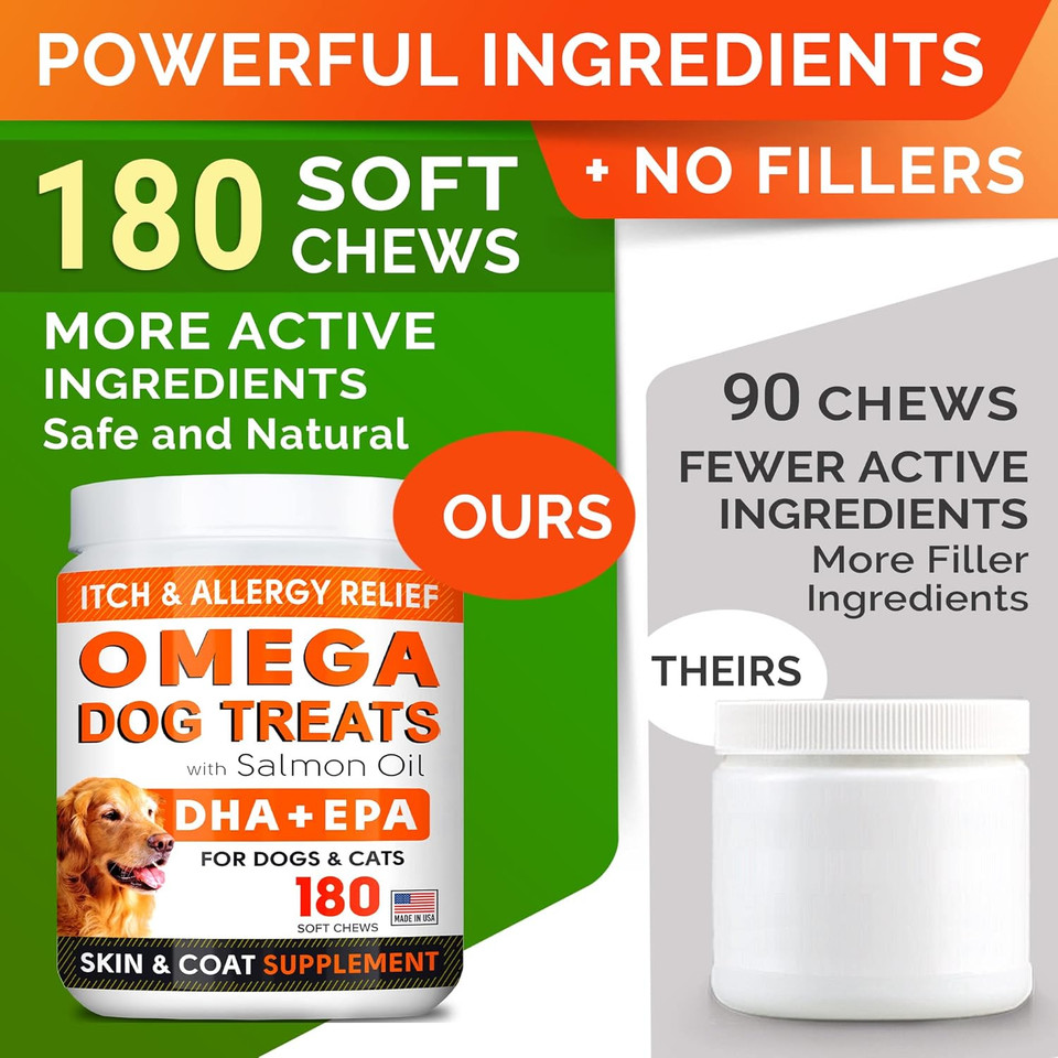 Fish Oil Omega 3 + Allergy Relief Bundle - Allergy And Itch Relief + Allergy Chews&Anti Itch Support Supplement - Epa&Dha Fatty Acids + Pumpkin - Shedding, Itchy Skin Relief - 360 Chews - Made In Usa