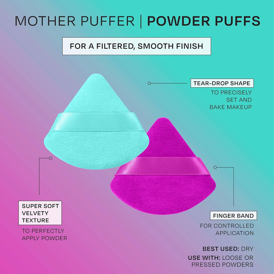 Freeman Mother Puffer Powder Puff 8 Count Set, Makeup Puffs For Pressed Or Loose Powder, Velvet Material, Cloud Skin, Triangle Powder Puffs With Finger Band For Setting & Baking, Vegan & Cruelty-Free Freeman Mother Puffer Powder Puff 8 Count Set, Makeup Puffs For Pressed Or Loose Powder, Velvet Material, Cloud Skin, Triangle Powder Puffs With Finger Band For Setting & Baking, Vegan & Cruelty-Free