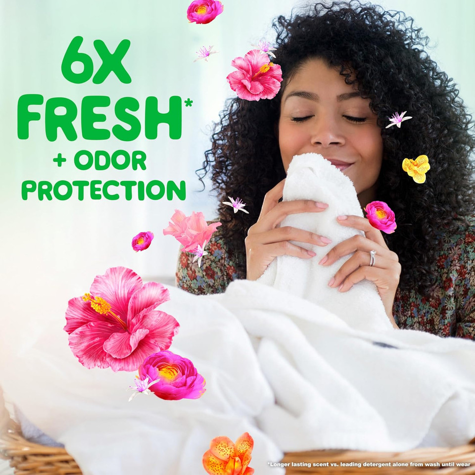 Gain Happy Laundry Bundle: Gain Super Sized Flings Laundry Detergent Pacs, 3-In-1 Detergent Pacs With Febreze And Oxi, 45 Count + Gain In-Wash Laundry Scent Booster Beads, 24 Oz, Hibiscus Hula Scent