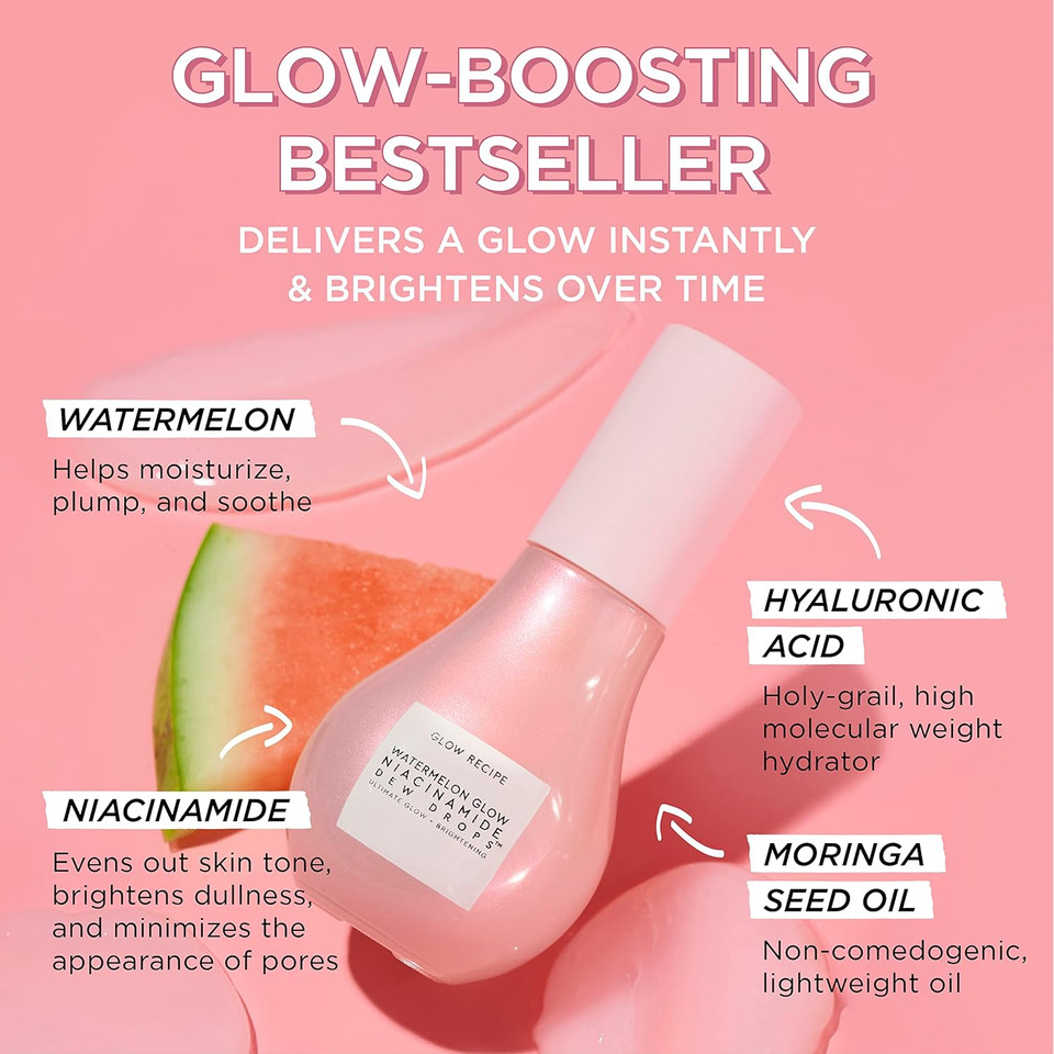 Glow Recipe Blueberry Bounce Gentle Face Cleanser & Makeup Remover (30 Ml) + Niacinamide Dew Drops Facial Serum & Makeup Primer (15 Ml) + Plum Plump Hyaluronic Acid Face Cream For Dry Skin (20 Ml)