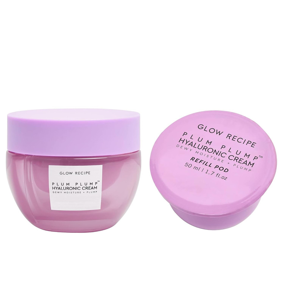Glow Recipe Plum Plump Hyaluronic Acid Face Cream (50 Ml) + Refill Pod (50 Ml) - Dewy Glow Hydrating Skin Moisturizer To Plump, Balance & Brighten Skin - With Refillable Eco Pod To Replenish Cream Jar Glow Recipe Plum Plump Hyaluronic Acid Face Cream (50 Ml) + Refill Pod (50 Ml) - Dewy Glow Hydrating Skin Moisturizer To Plump, Balance & Brighten Skin - With Refillable Eco Pod To Replenish Cream Jar