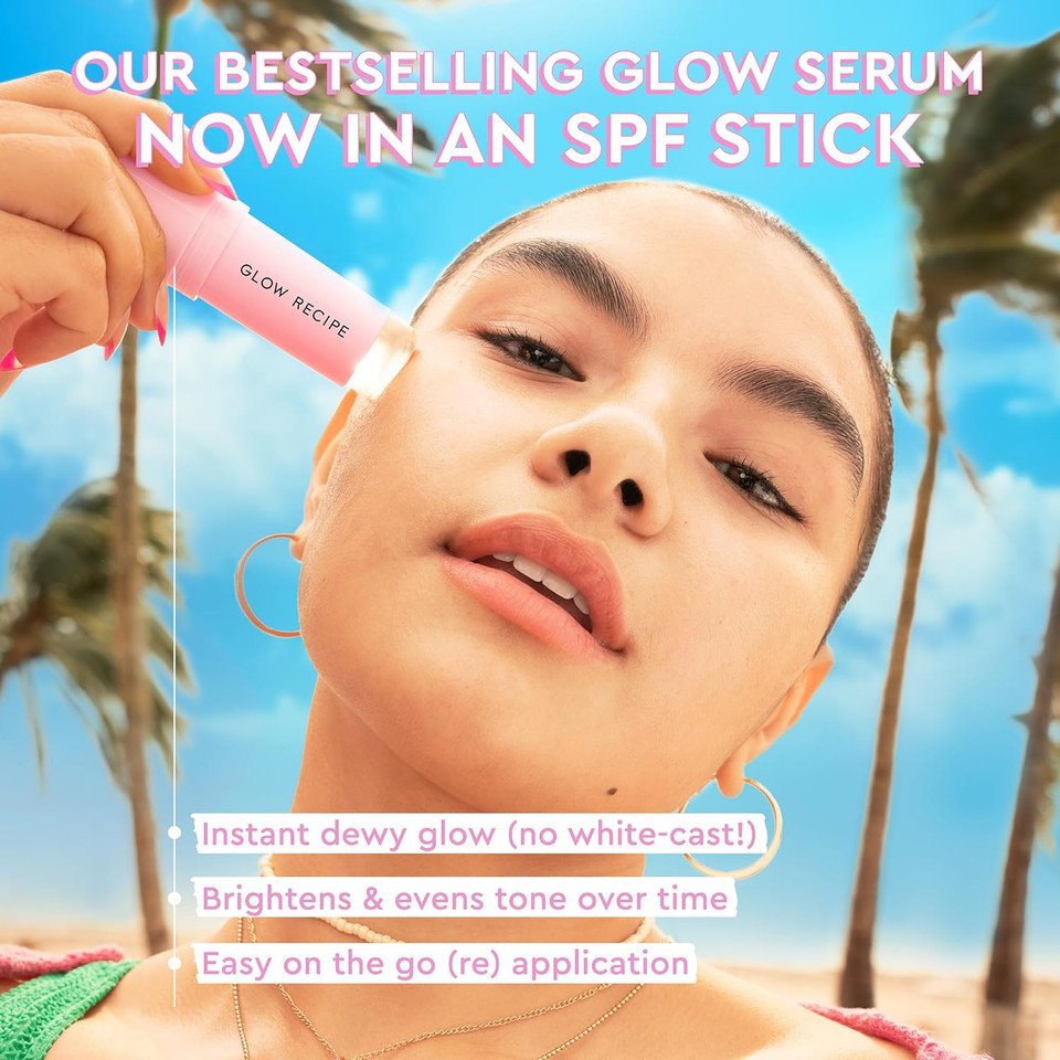 Glow Recipe Protect & Plump Duo - Spf Dew Balm Sunscreen Stick (0.58 Oz) - Plum Plump Hylauronic Acid Gloss Lip Balm (15 Ml) - Protect Skin From Uva Rays & Dark Spots + Soothe & Moisturize Dry Lips