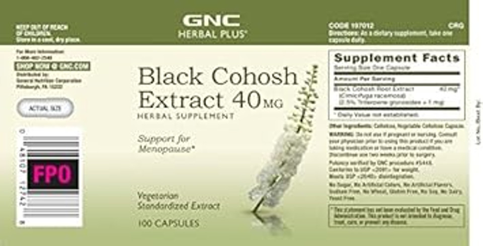 Gnc Herbal Plus Black Cohosh Extract 40Mg - 100 Capsules (100 Servings)