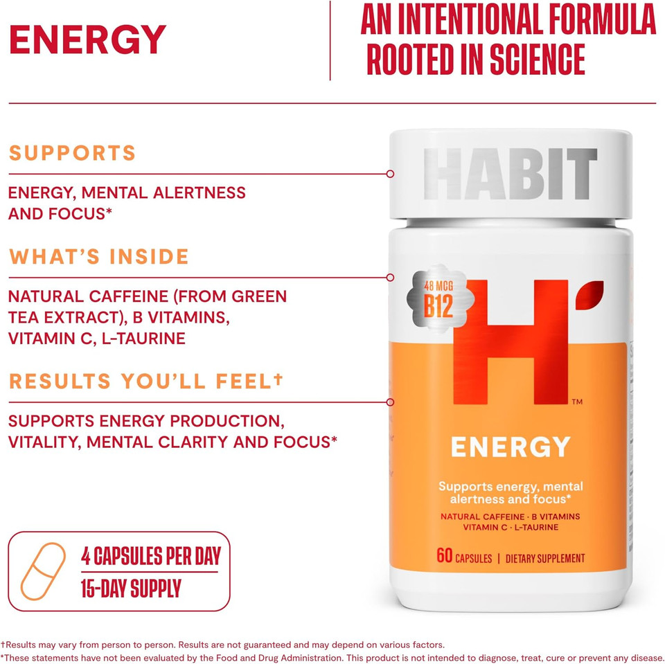 Habit Focus & Fire Bundle. Energy (60 Capsules) + Metabolism (60 Capsules), Enhance Alertness And Metabolic Health* Vegan, Non Gmo