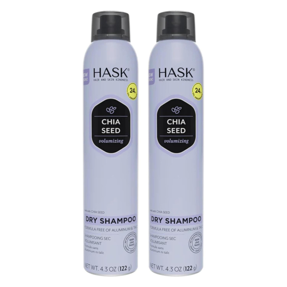 Hask Chia Seed Volumizing Dry Shampoo Kits For All Hair Types, Aluminum Free, No Sulfates, Parabens, Phthalates, Gluten Or Artificial Colors (6.5Oz-Qty2)