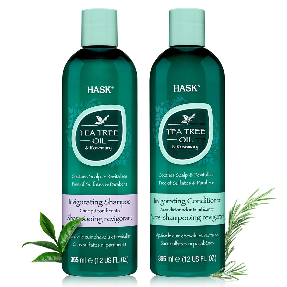 Hask Tea Tree Back To School Pack: Tea Tree Oil & Rosemary Shampoo And Conditioners And A 2-Pack Of 5-In-1 Leave In Conditioner Sprays