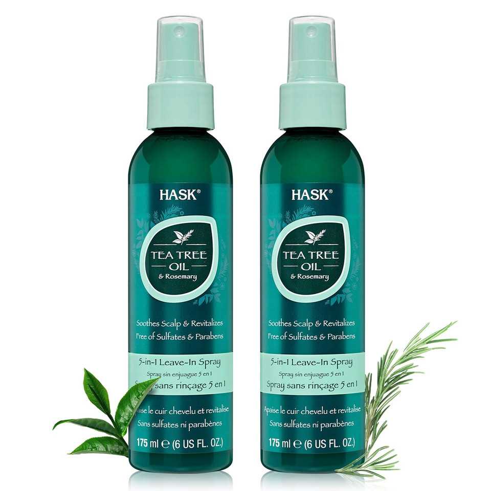 Hask Tea Tree Back To School Pack: Tea Tree Oil & Rosemary Shampoo And Conditioners And A 2-Pack Of 5-In-1 Leave In Conditioner Sprays