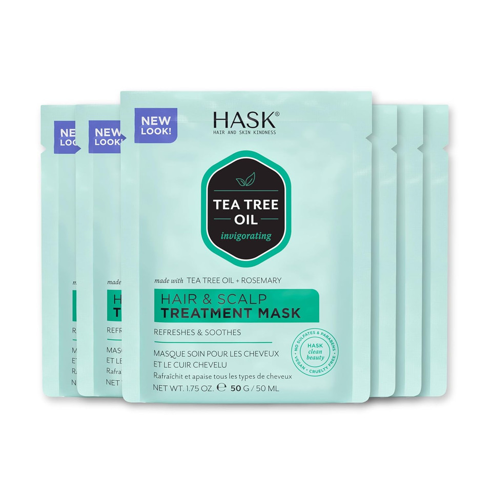 Hask Tea Tree Revitalizing Deep Conditioner Treatments For All Hair Types, Color Safe, Gluten Free, Sulfate Free, Paraben Free - Pack Of 6 Hask Tea Tree Revitalizing Deep Conditioner Treatments For All Hair Types, Color Safe, Gluten Free, Sulfate Free, Paraben Free - Pack Of 6