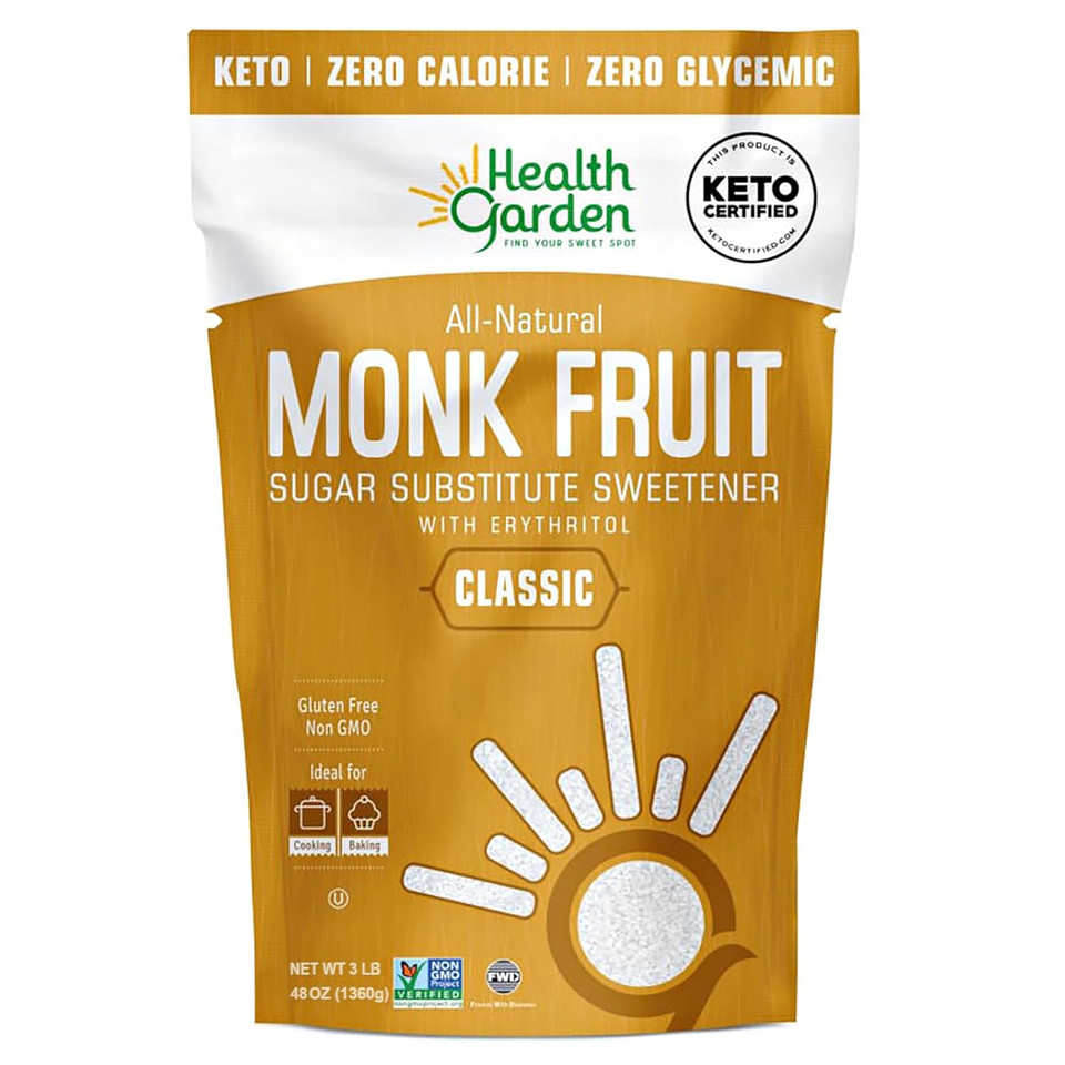 Health Garden Monk Fruit Sweetener, Classic - Non Gmo - Gluten Free - Sugar Substitute - Kosher - Keto Friendly (3 Lbs)