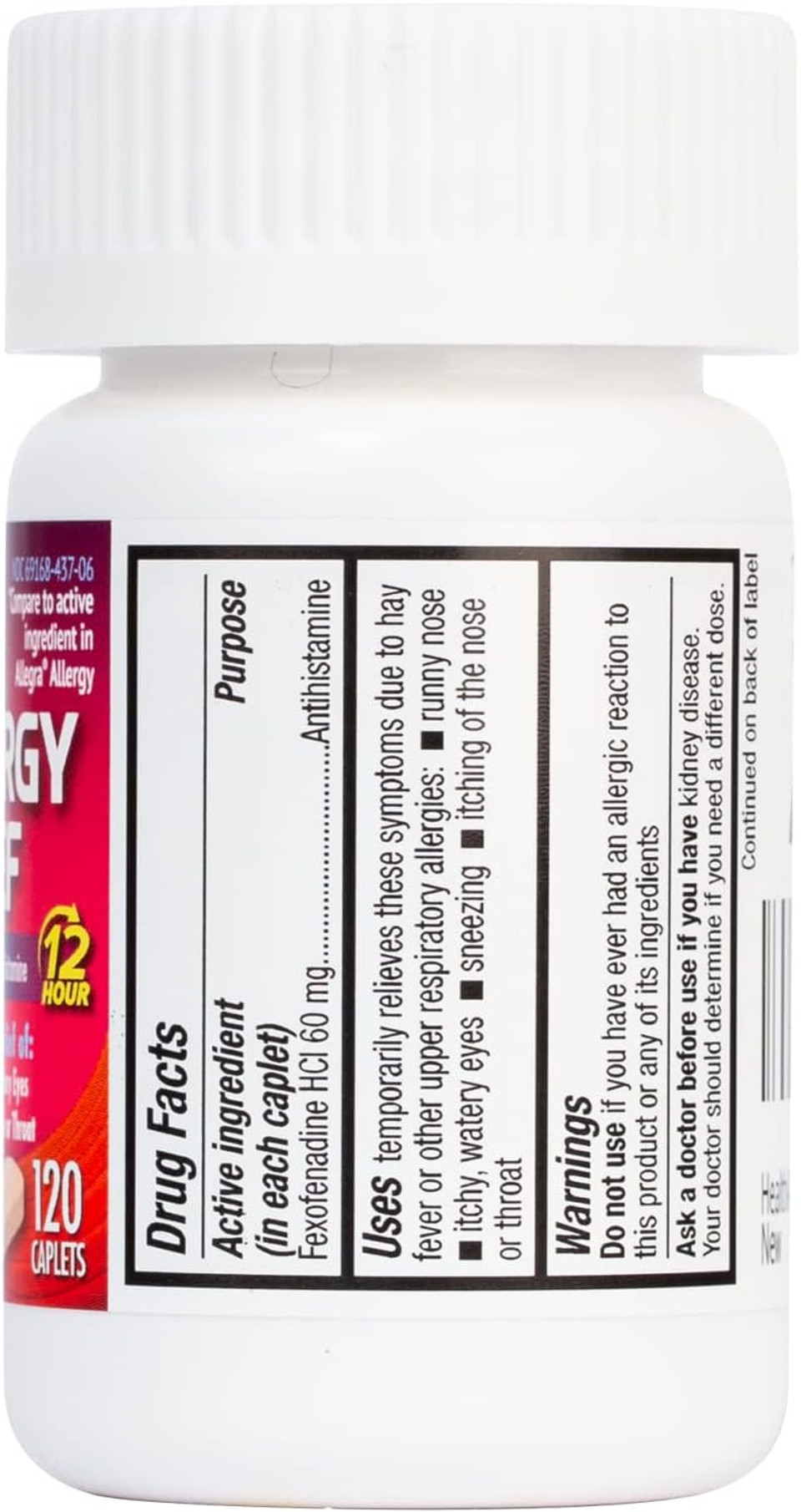 Healtha2Zã¢Â® Fexofenadine Hydrochloride 60Mg | 12-Hour Antihistamine For Allergy Relief | Non-Drowsy (120 Counts (Pack Of 1))