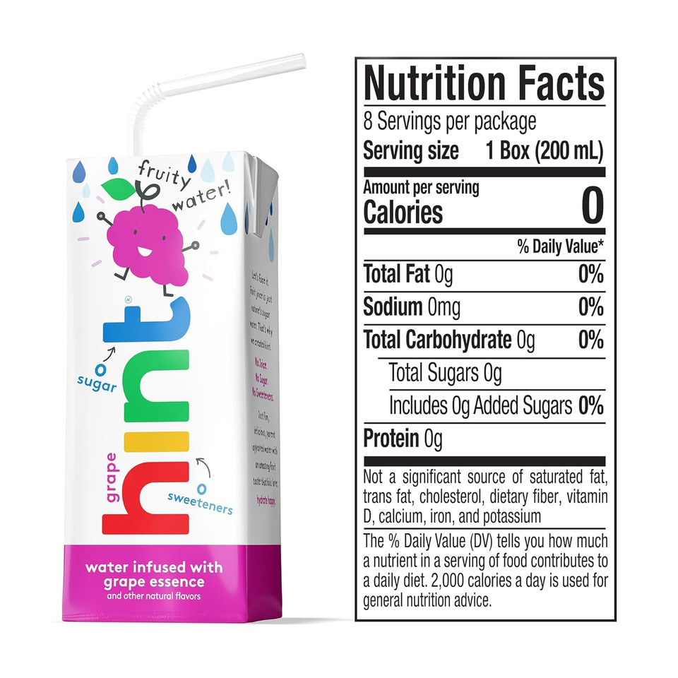 Hint Kids Water Variety Pack, 8 Boxes, Each Of: Cherry, Watermelon, Apple, & Grape, Zero Sugar, Zero Sweeteners, Zero Preservatives, Zero Artificial Flavors, 6.75 Fl Oz (Pack Of 32)