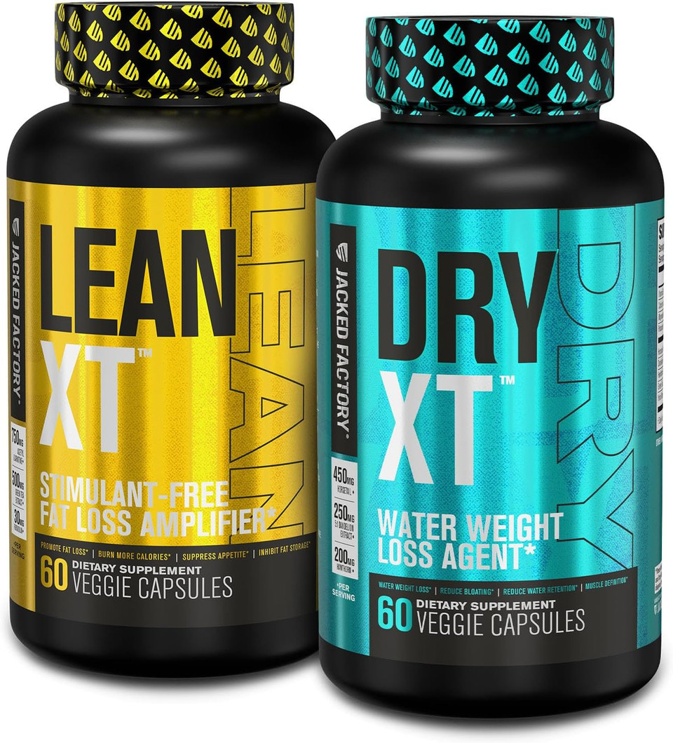 Jacked Factory Stim-Free Weight Loss Stack | Lean Xt Stim-Free Fat Burner & Dry Xt Water Weight Loss Pills For Weight Loss And Reduced Bloating (30 Day Supply)