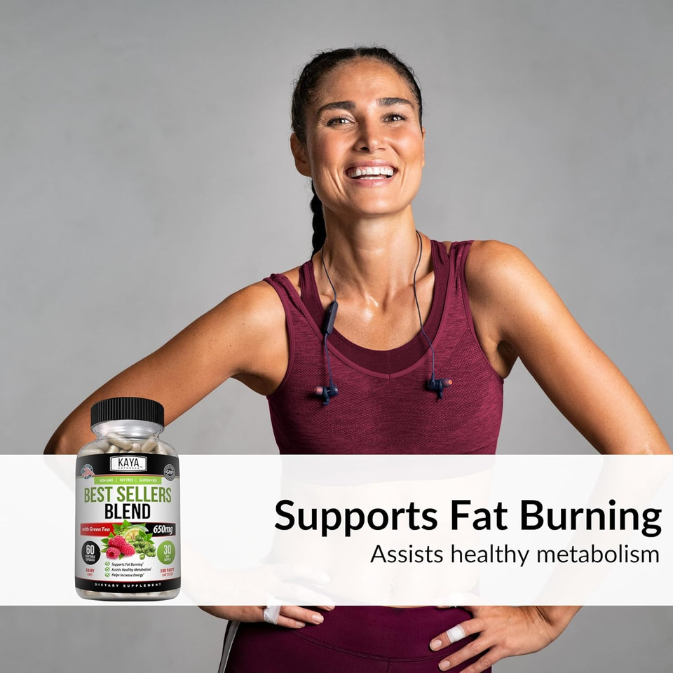 Kaya Naturals Best Sellers Blend - Energy To Burn Fat | Healthy Metabolism - Soy Free, Non-Gmo And Gluten Free - Natural Ingredients For Overall Wellness - 60 Vegetable Capsules