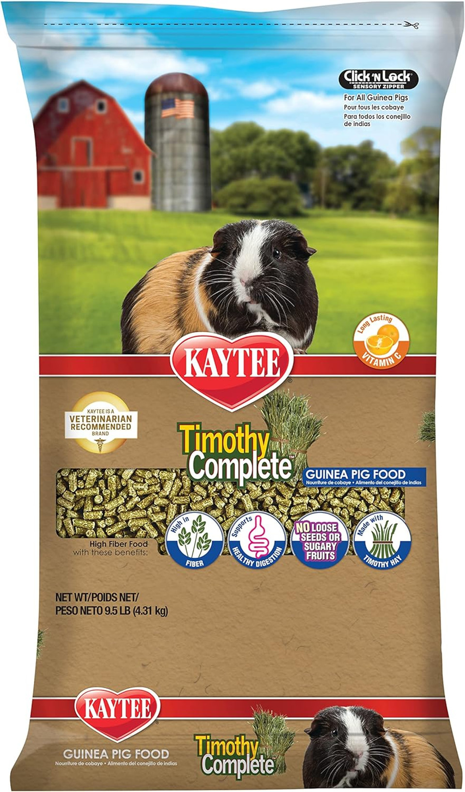 Kaytee Timothy Complete Pet Guinea Pig Food, 9.5 Pound