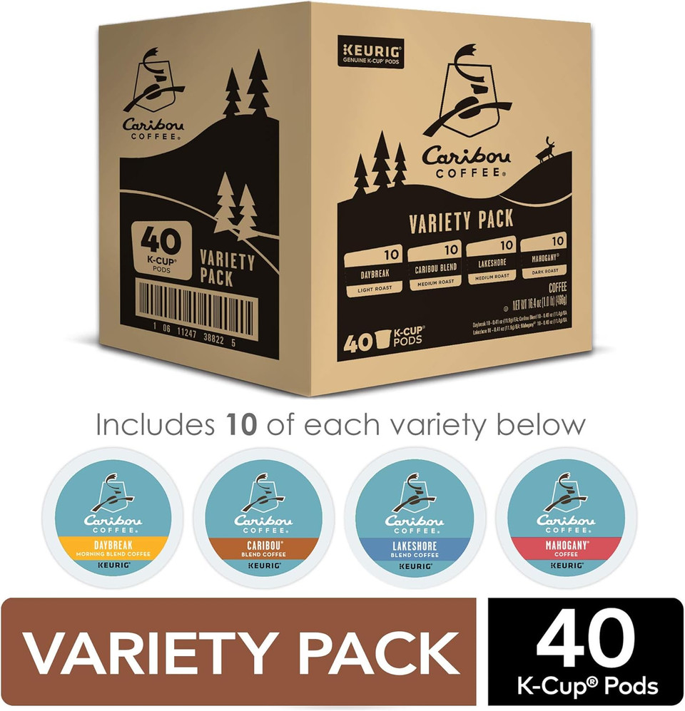 Keurig K-Slim Coffee Maker With Caribou 40 Count Variety Pack Coffee Pods
