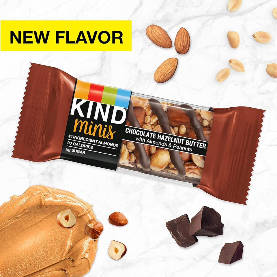 Kind Minis, Chocolate Hazelnut Butter With Almonds & Peanuts, Healthy Snacks, Gluten Free, Low Calorie Snacks, Low Sugar, 10 Count