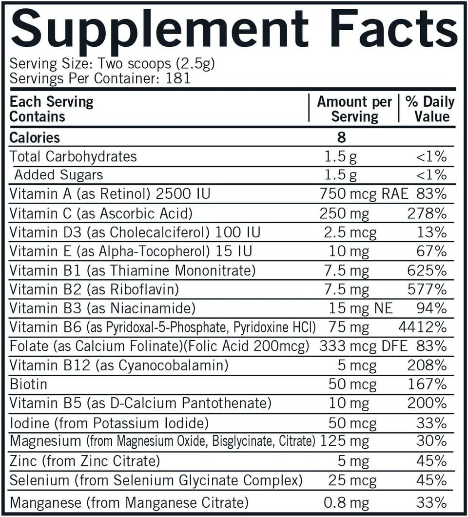 Kirkman Super Nu-Theraã¢Â® With 25 Mg P-5-P Powder - New, Improved Formula! | 454 Gm/16 Oz | Multi Vitamin